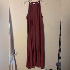 Nine West Brick Red Copper Flowy Maxi Dress